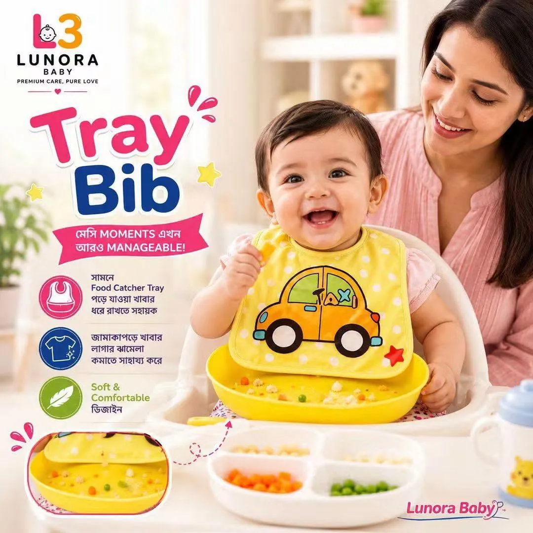 Tray Bib / Feeding Bib with Food Catcher