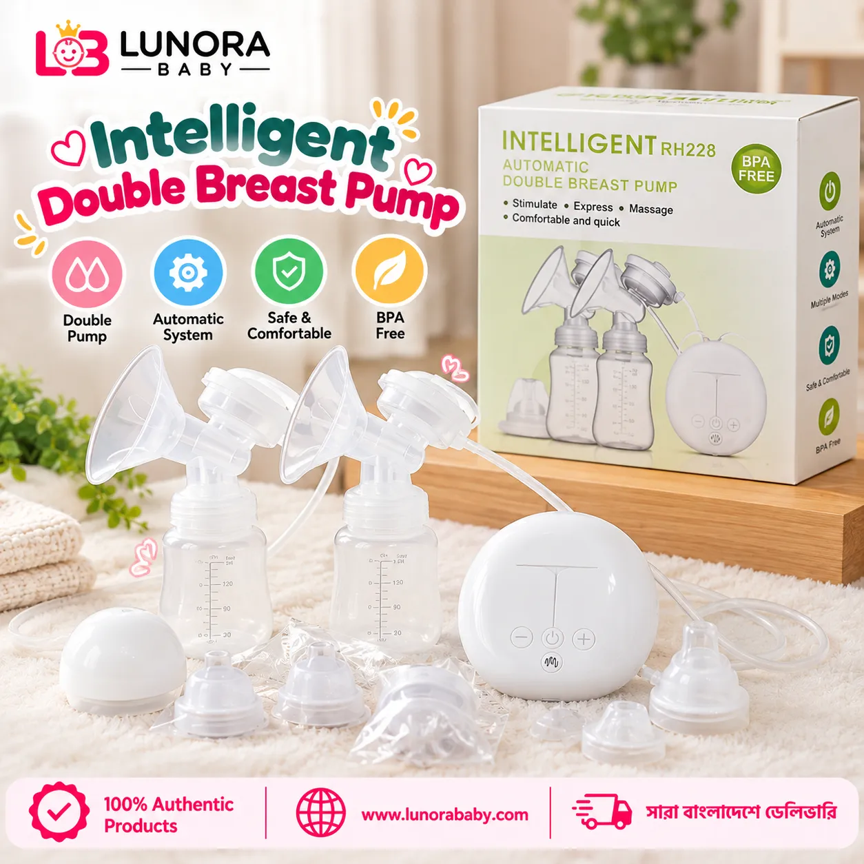 Intelligent Automatic Double Breast Pump