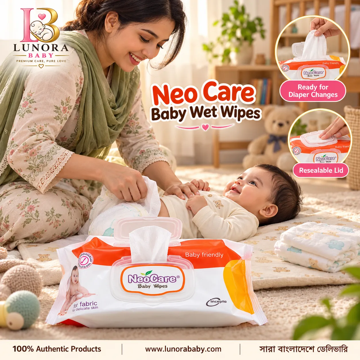 Neo Care Baby Wet Wipes – 120 Pcs Pack